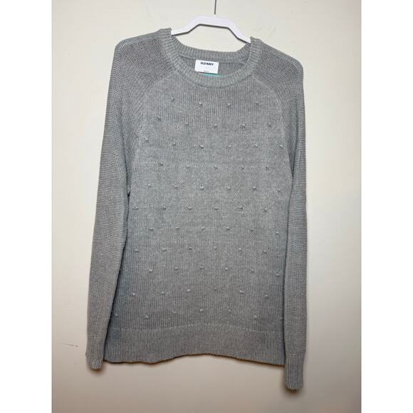 Old Navy Ladies Gray Sweater Raised Knit Accent Long Sleeves Size L - Picture 3 of 7